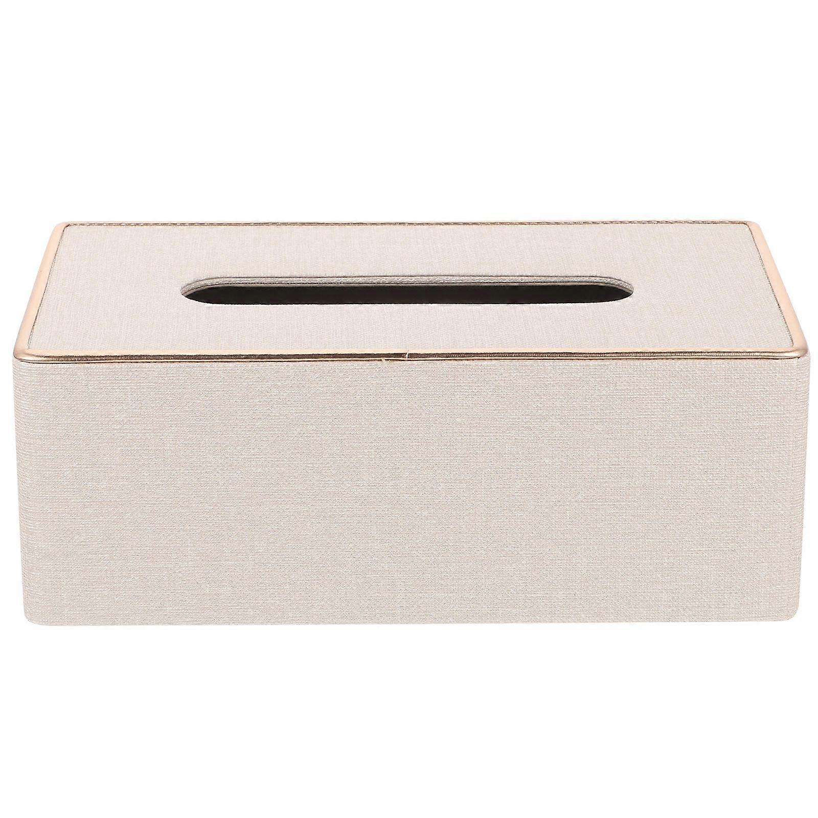 Rectangle Tissue Box Cover Storage Home Use Beige 25x13.5x9.5cm Dustproof 1Set