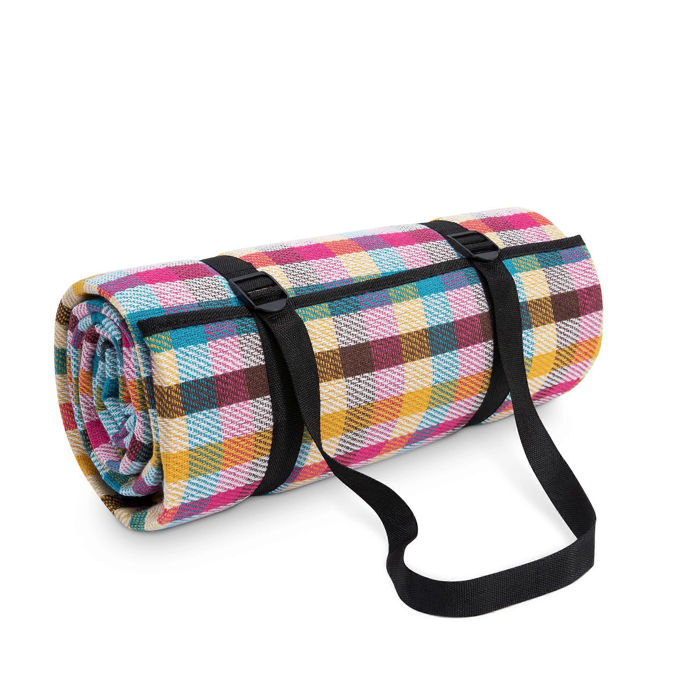 Picnic Blanket Camping Waterproof with Carry Handle Lightweight 200x300cm Multicoloured