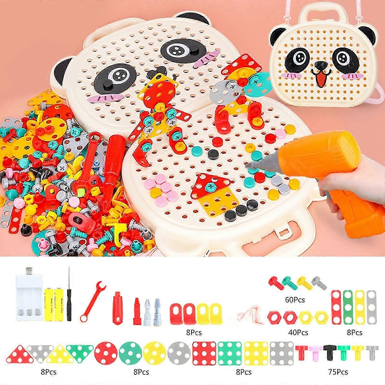 Children's Construction Toy Set with Electronic Drill and Screwing Blocks for DIY Fun