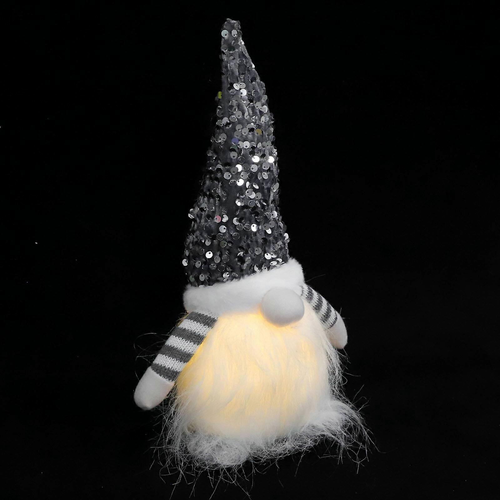 Luminous Xmas Gnome Doll for Home Decor with Cotton Cloth Grey Color Creates Festive Atmosphere