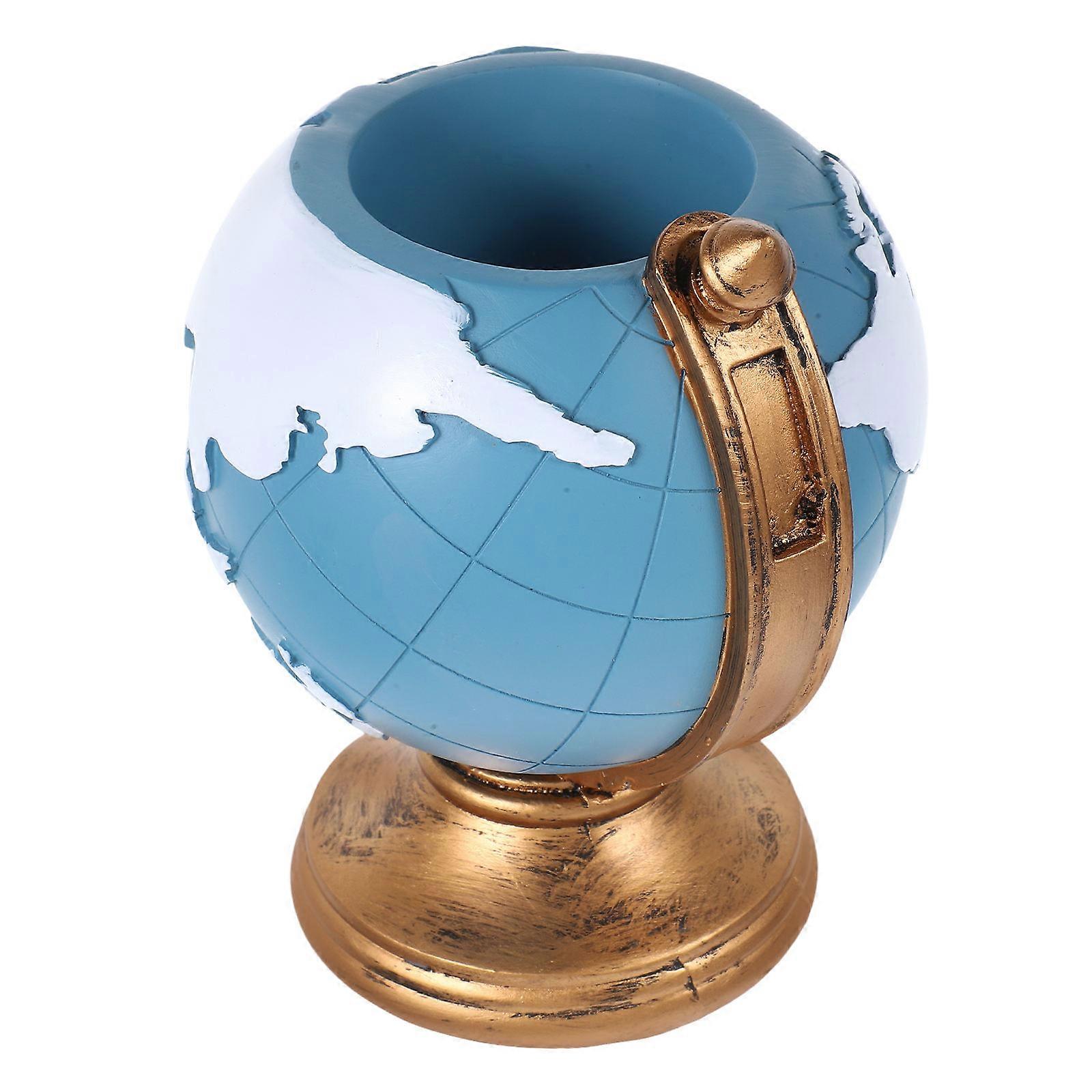 Retro Pen Holder Globe Shaped Decoration Multifunctional Storage Container Adults 1Pc