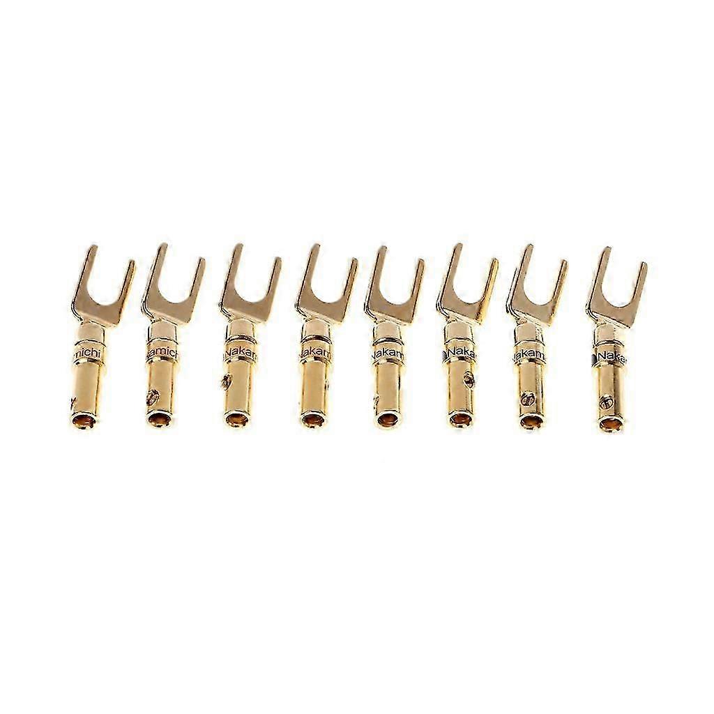 8 Pcs Brass Gold Plated Y Spade Speaker Plugs o Screw Fork Connector Adapter)