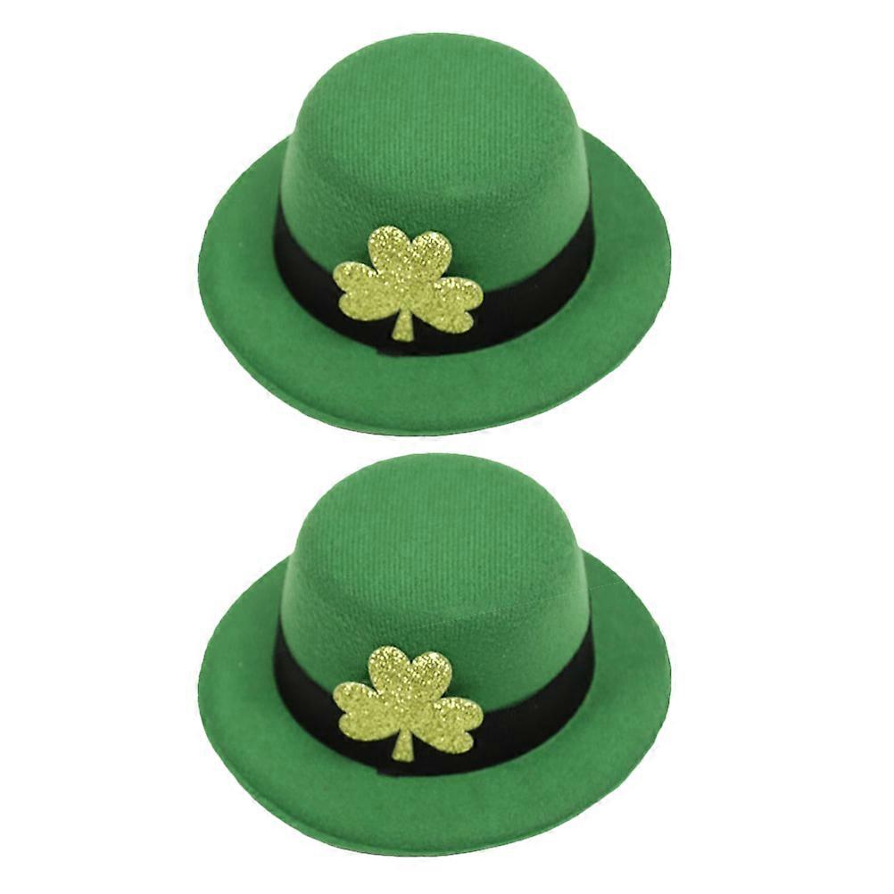 St Patricks Day Top Hat Party Accessory Round Shape Green 2Pcs