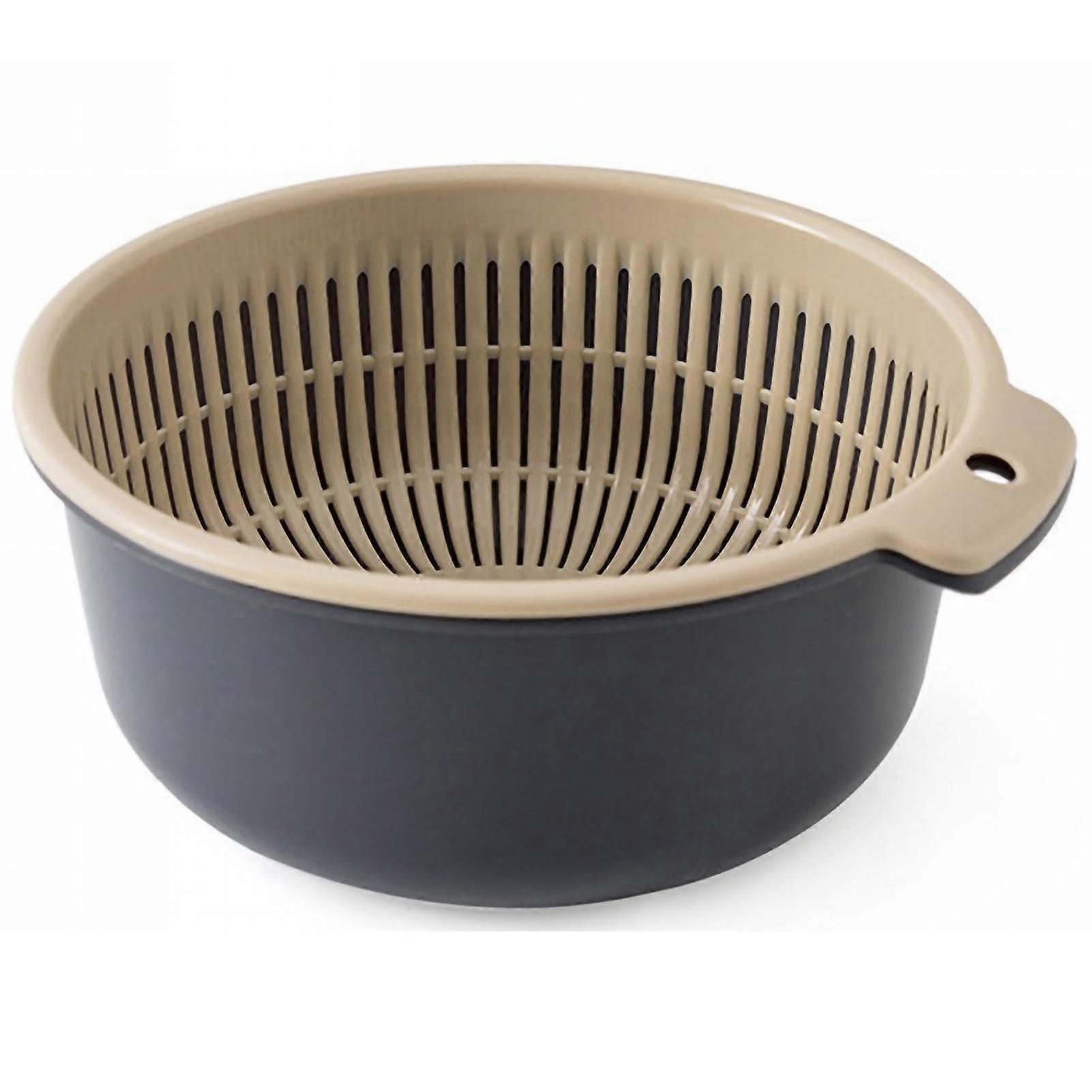 Vegetable Washing Basket Double Layer Drain Quickly Suspend Multifunction Fruit Strainer with Side Handle for Kitchen