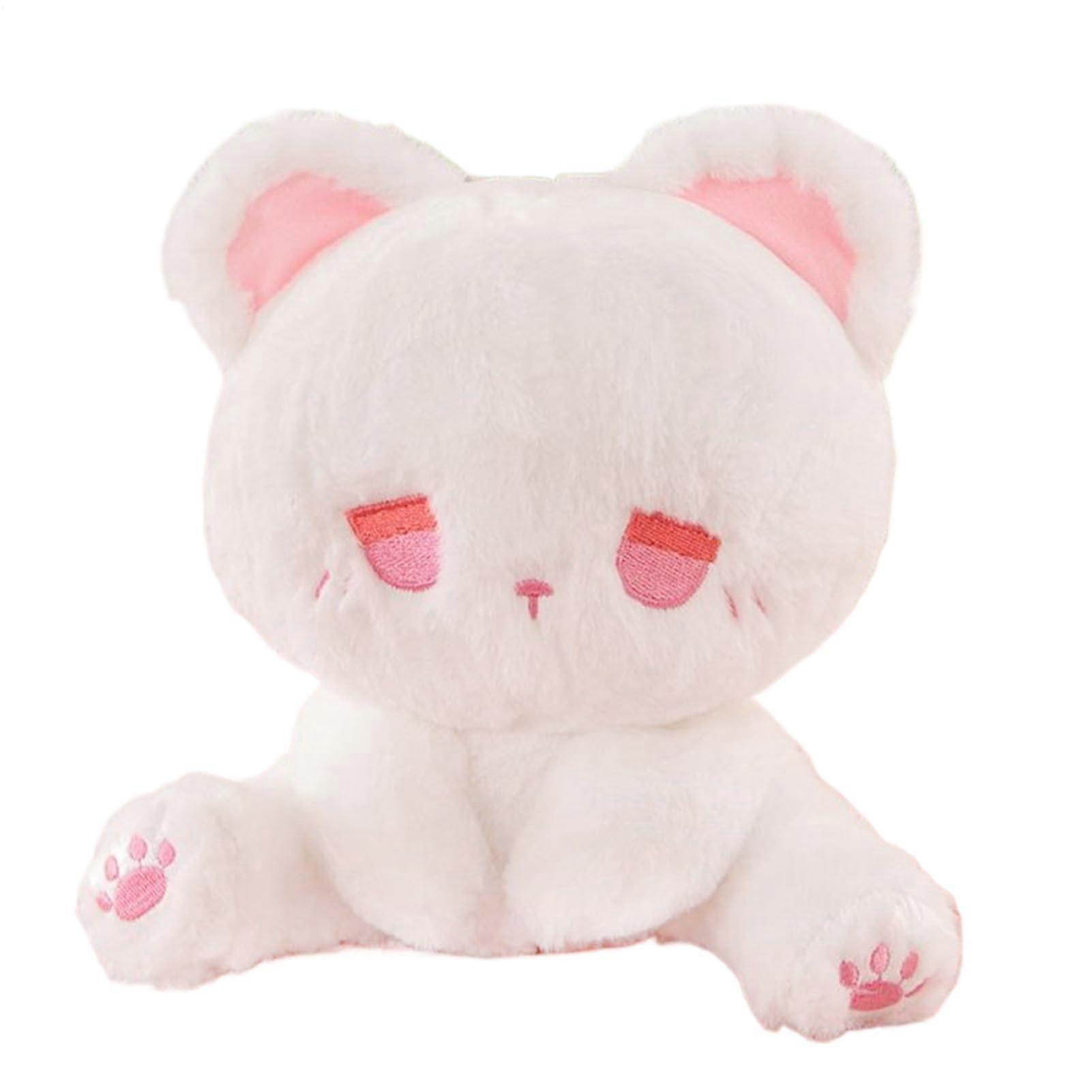 Small Stuffed Bear Plush Toy, Pink and White, 10x10x22 cm, Soft Plush Hugging Companion for Babies