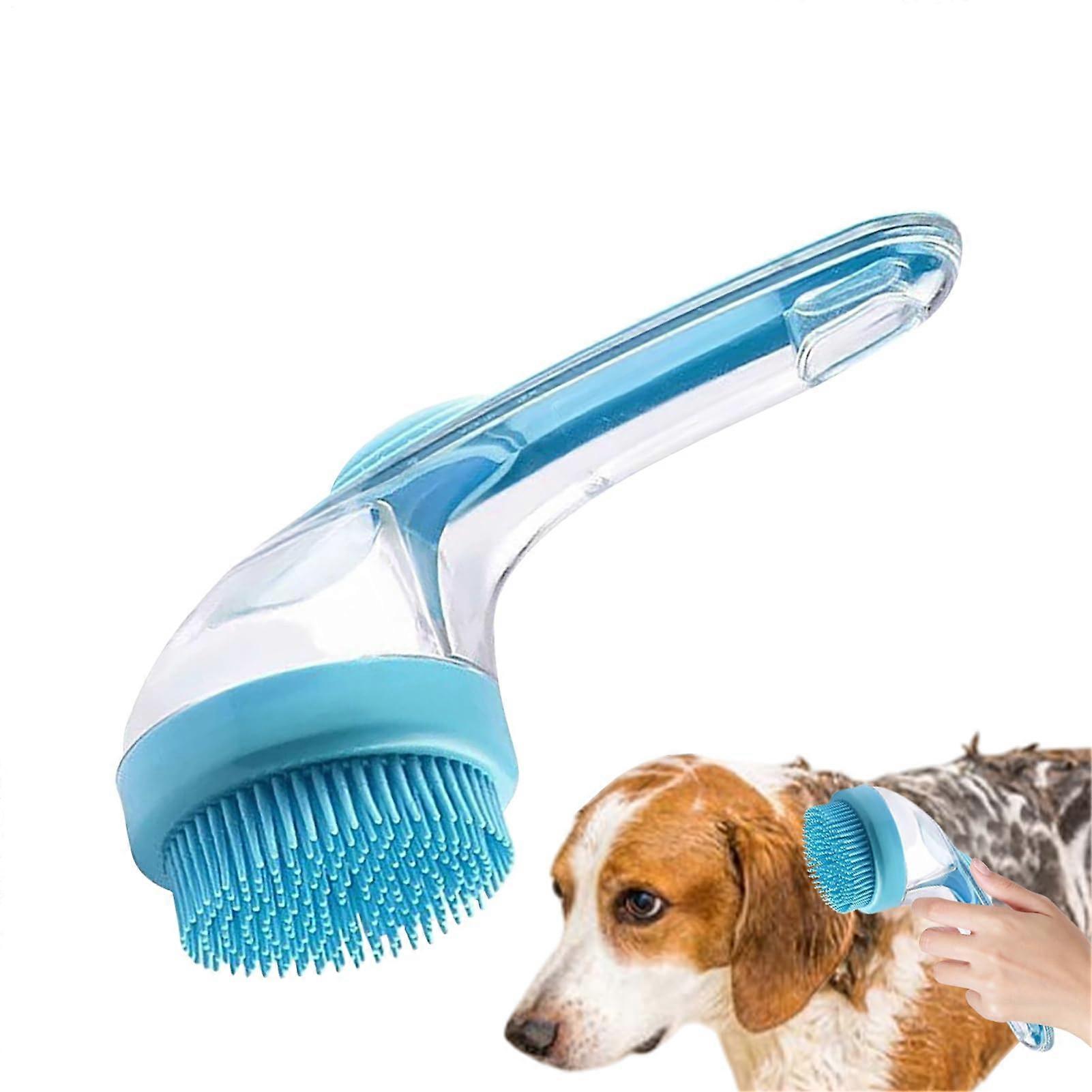 Dog Brush for Bathing, NonSlip Silicone Scrubber for Cat Puppies, Blue