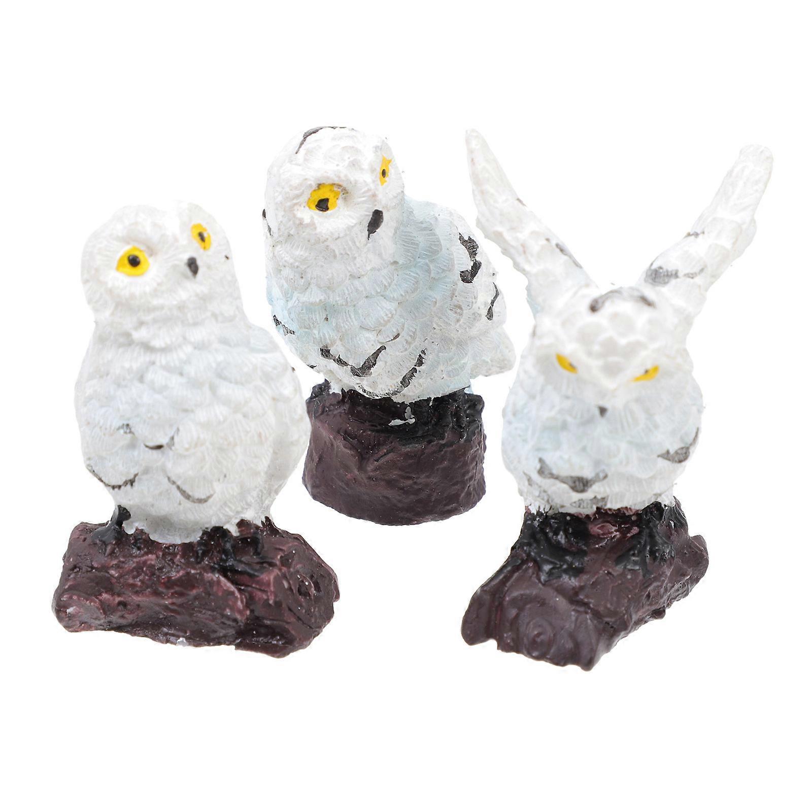 3pcs Mini Resin Owl Ornaments – Delicate Miniature Decor for DIY, Fairy Landscaping & Bookshelf Display – Non Toxic, Realistic Owl Design