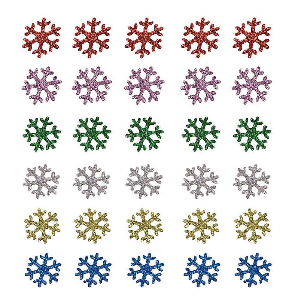Snowflake Cloth Patch Glitter Fabric Christmas Design Handcraft Accessories Assorted Color 2X2cm 60Pcs
