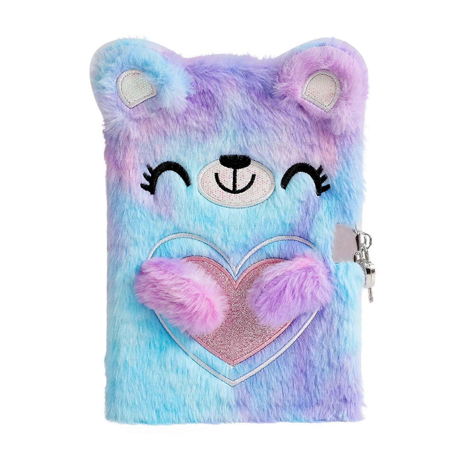 Plush Notebook with Lock, Diary for Girls, Bear Plush Diary Gift