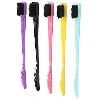 5pcs Dual Edge Brush Pettine 2 in 1 bordo a doppia faccia di controllo capelli attaccatura sopracciglia pennello pettine strumenti di trucco