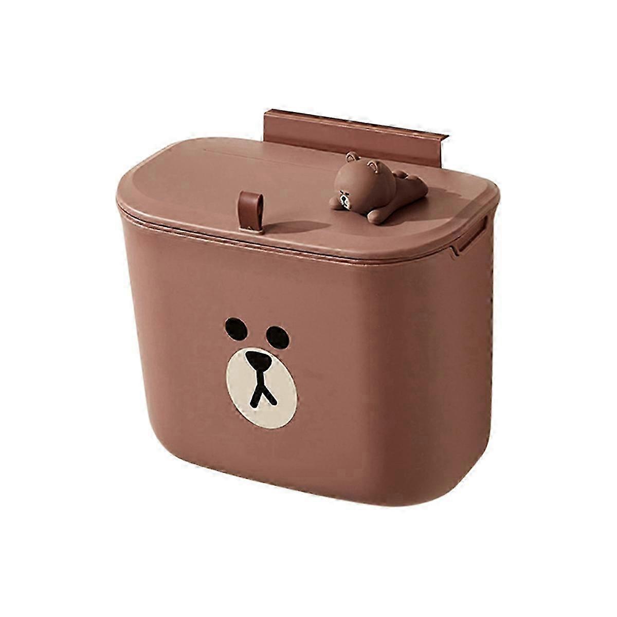 Cartoon-Style Hanging Garbage Bin with Lid - Space-Saving Design for Home & Office - Practical Waste Storage Solution