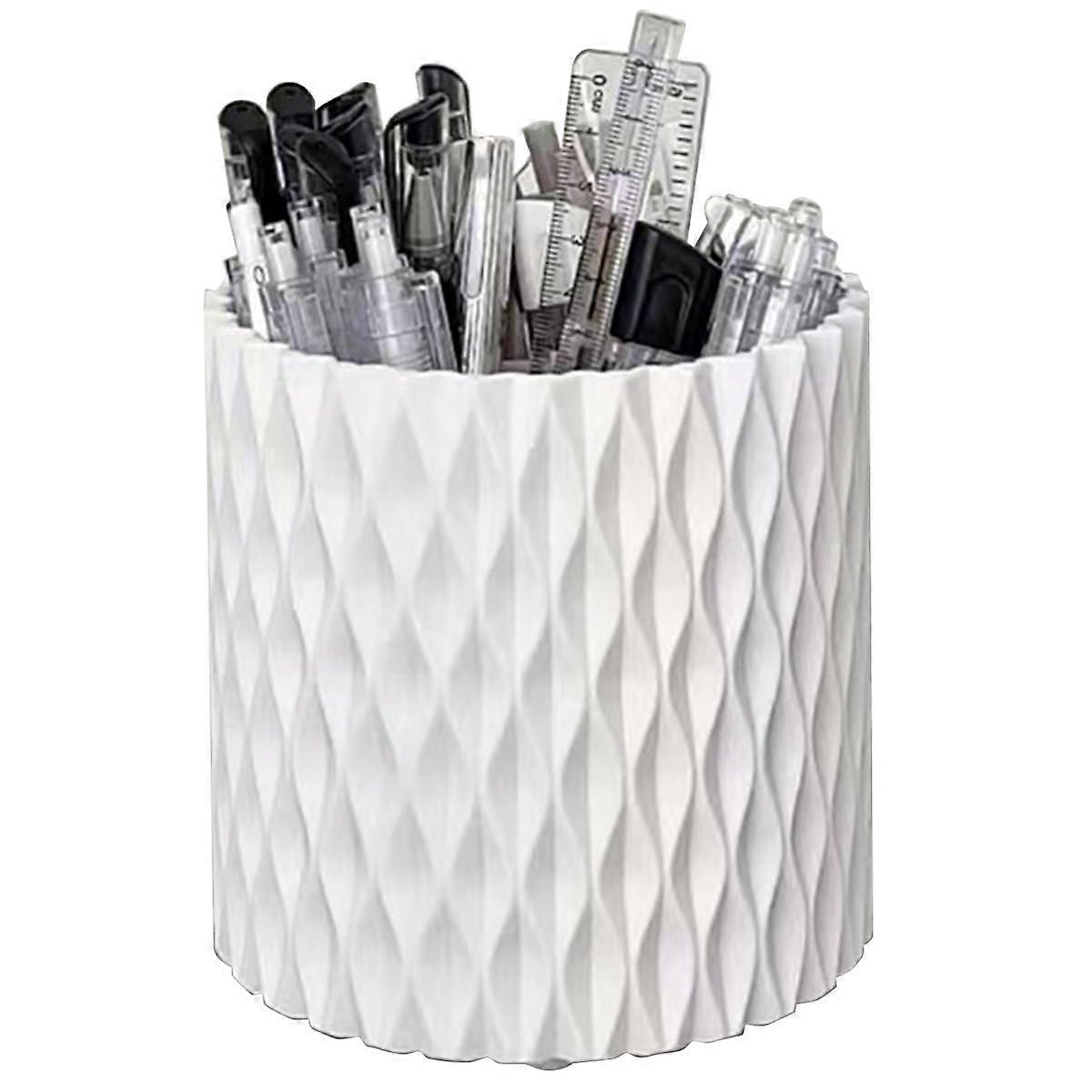 Rotating Pen Holder Desk Organizer, Removable Multi-Function White Stationery Caddy for Office and Home Use