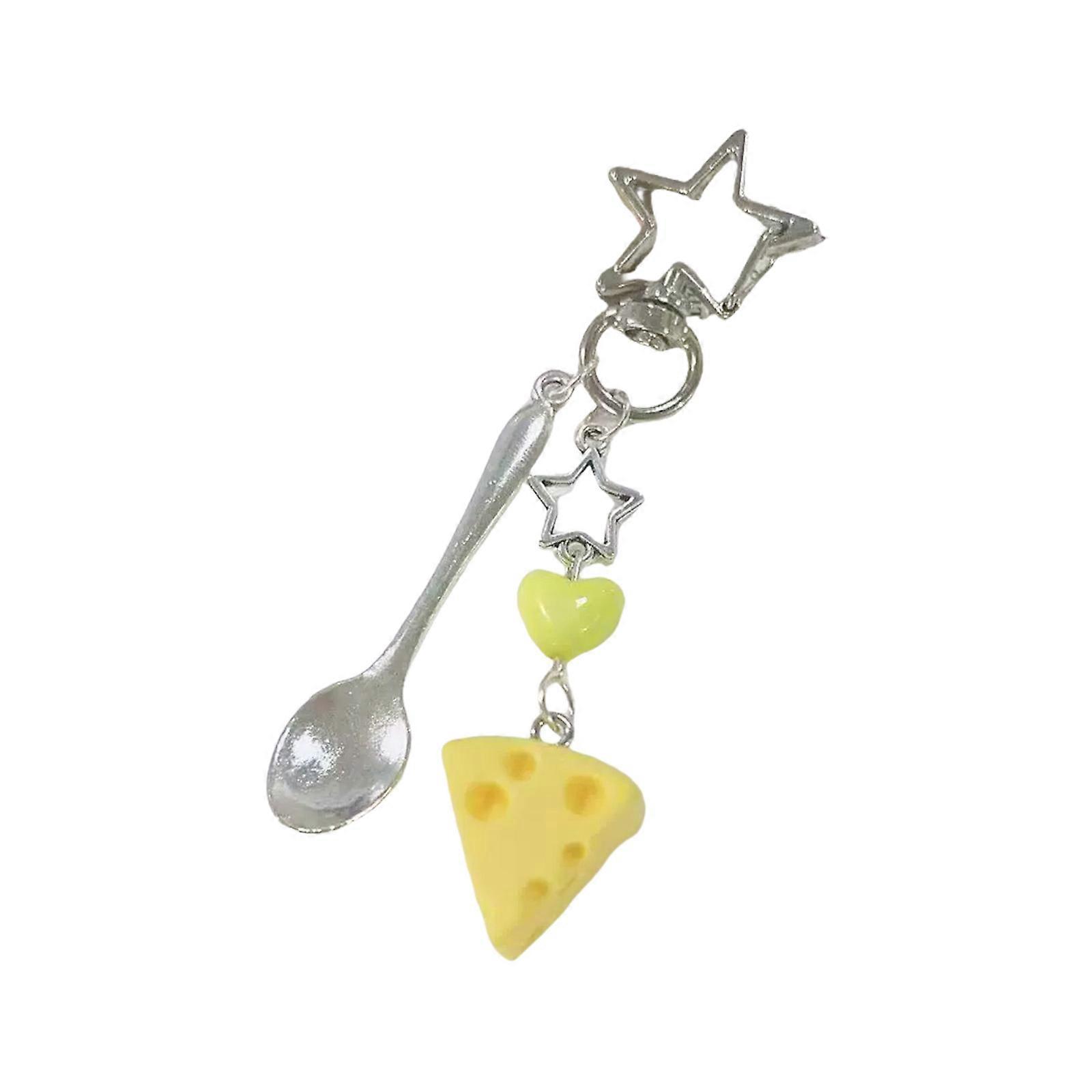 Trendy Retro Futuristic Cheese Shaped Phone Chain Drop Proof Security Design Keychain Bag Hanging Decoration Multicolor