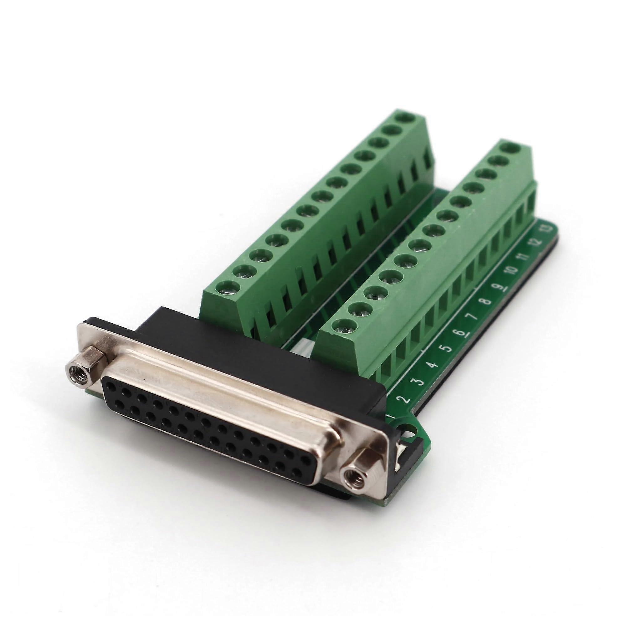 DSUB DB25 Female 25Pin Plug Breakout PCB 2 Row Terminals Board Adapter Connector