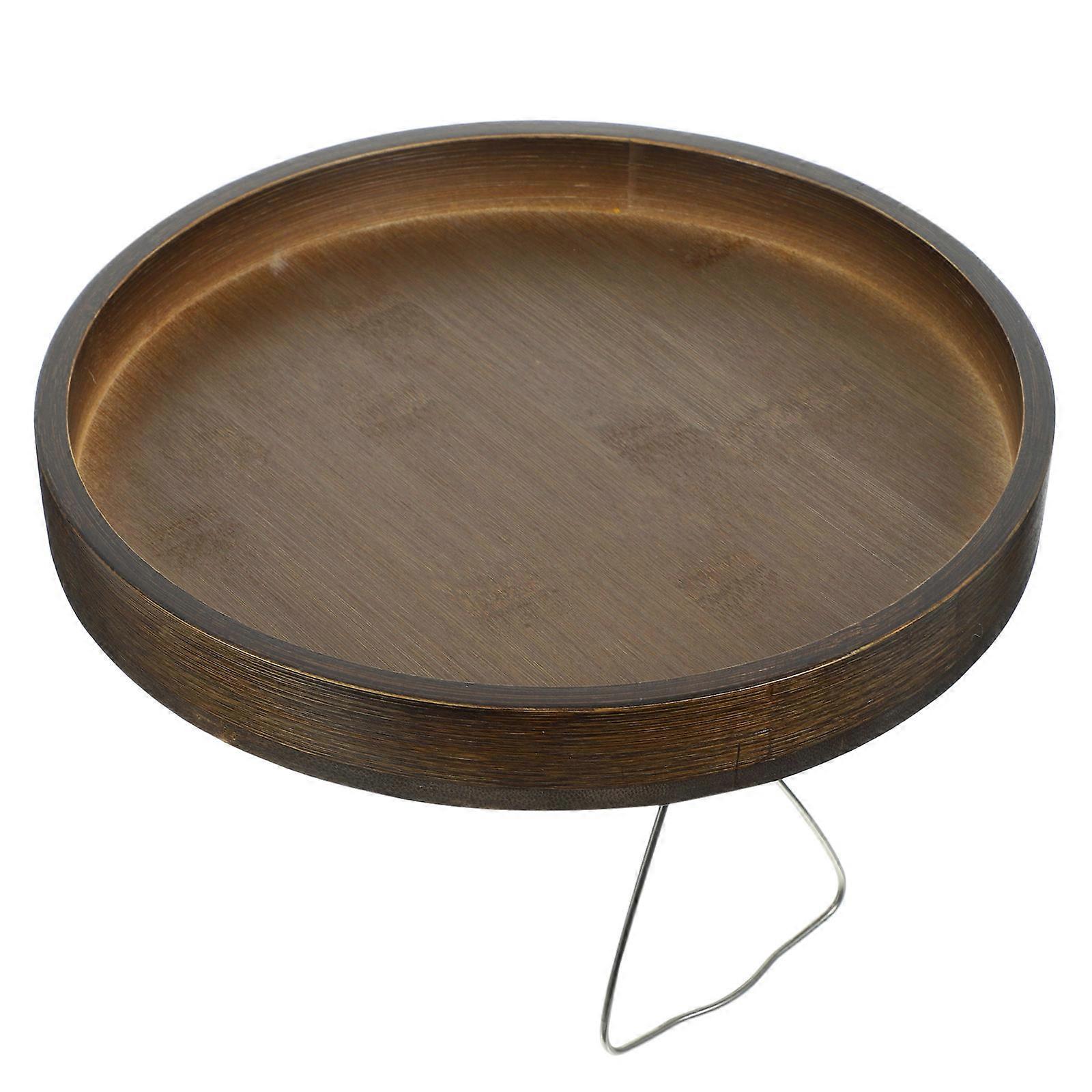 Bamboo Sofa Armrest Tray with Storage for Snacks and Desserts Coffee Color Portable and 12.6x7.9 Inches