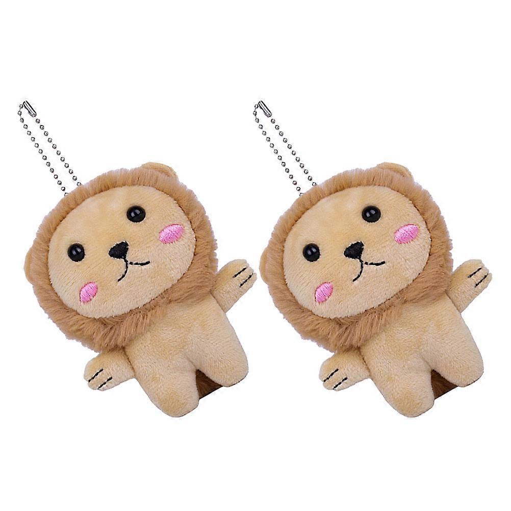 Lovely Doll Keychain Plush Pendant for Adornment Brown Durable Decorative Keychain 2Pcs