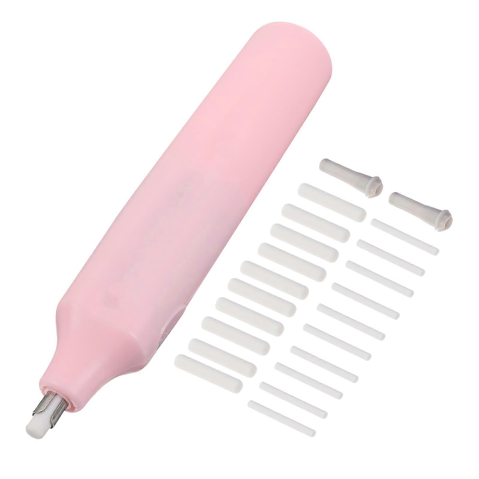 Portable Electric Eraser for Kids Pink Plastic Highlighter Case Stationery Small Size