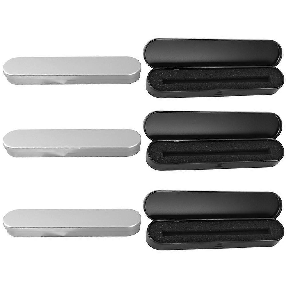 6pcs Portable Metal Pencil Case for Office Use – Rectangular Pen Storage Box with Liner for Organizing Pens and Pencils