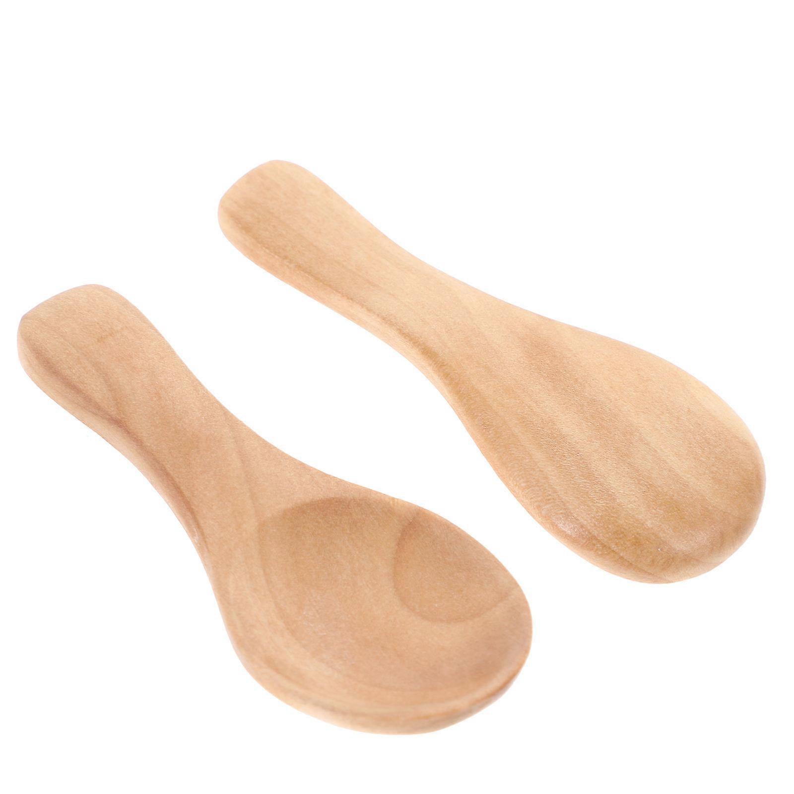 2pcs Mini Wooden Spoons with Short Handle for Scooping Milk Powder, Tea, Sugar, and Spices – Easy to Clean Kitchen Accessory