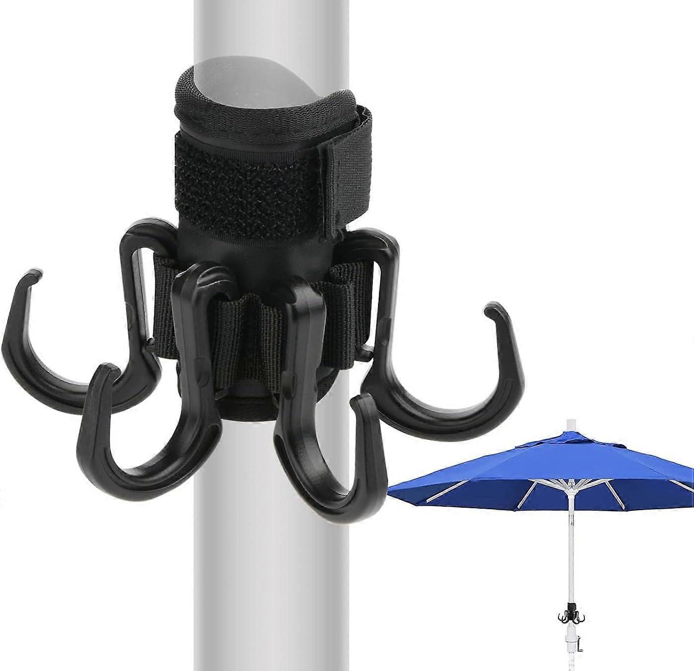 Beach Umbrella Hooks, Non-Slip Removable Holder with 6 Durable Hooks for Bags, Backyard Use, and Umbrella Hanging
