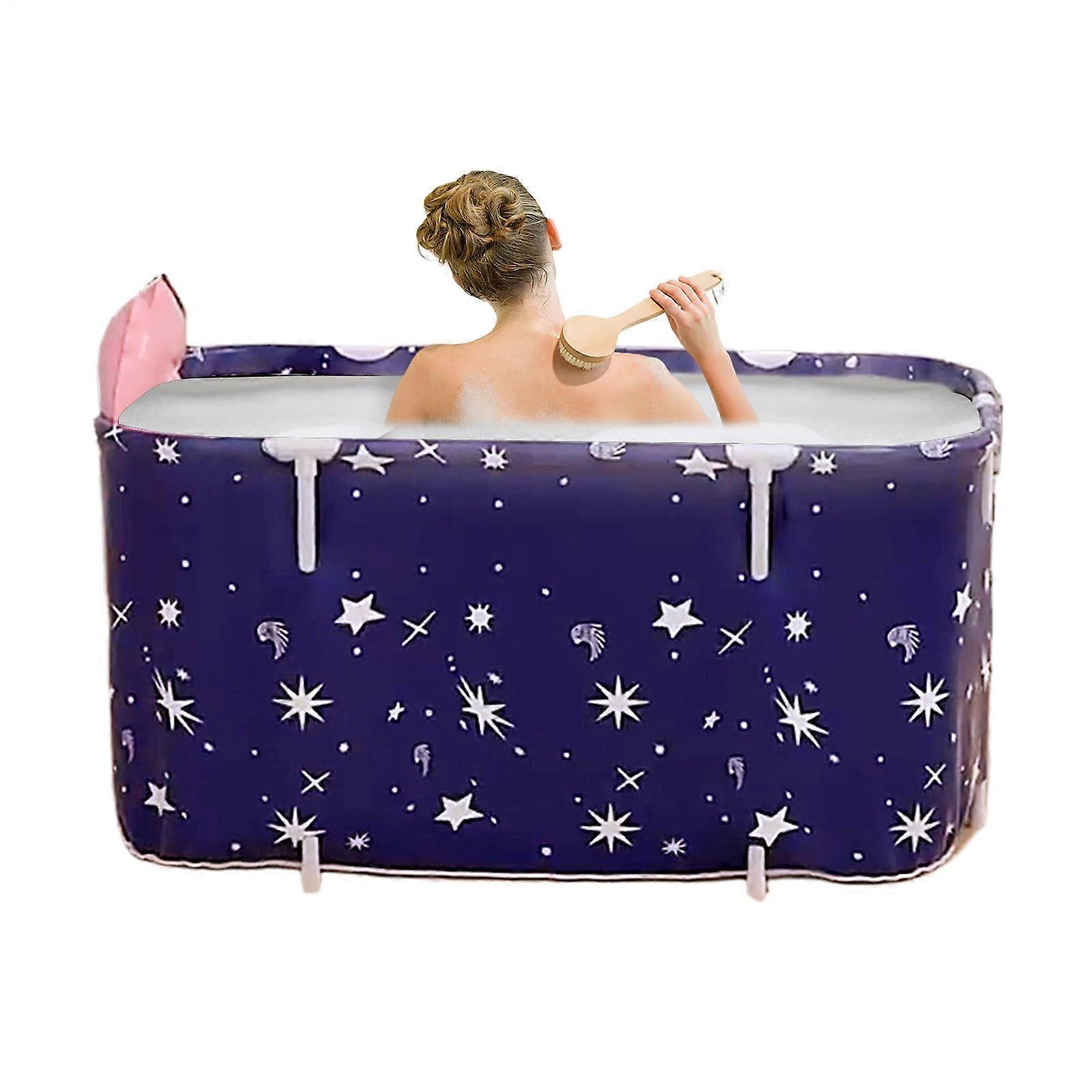 Folding Bathtub - Portable Rectangular Space-Saving Soaking Tub for Home, Outdoor Camping, Travel, and Beach Use