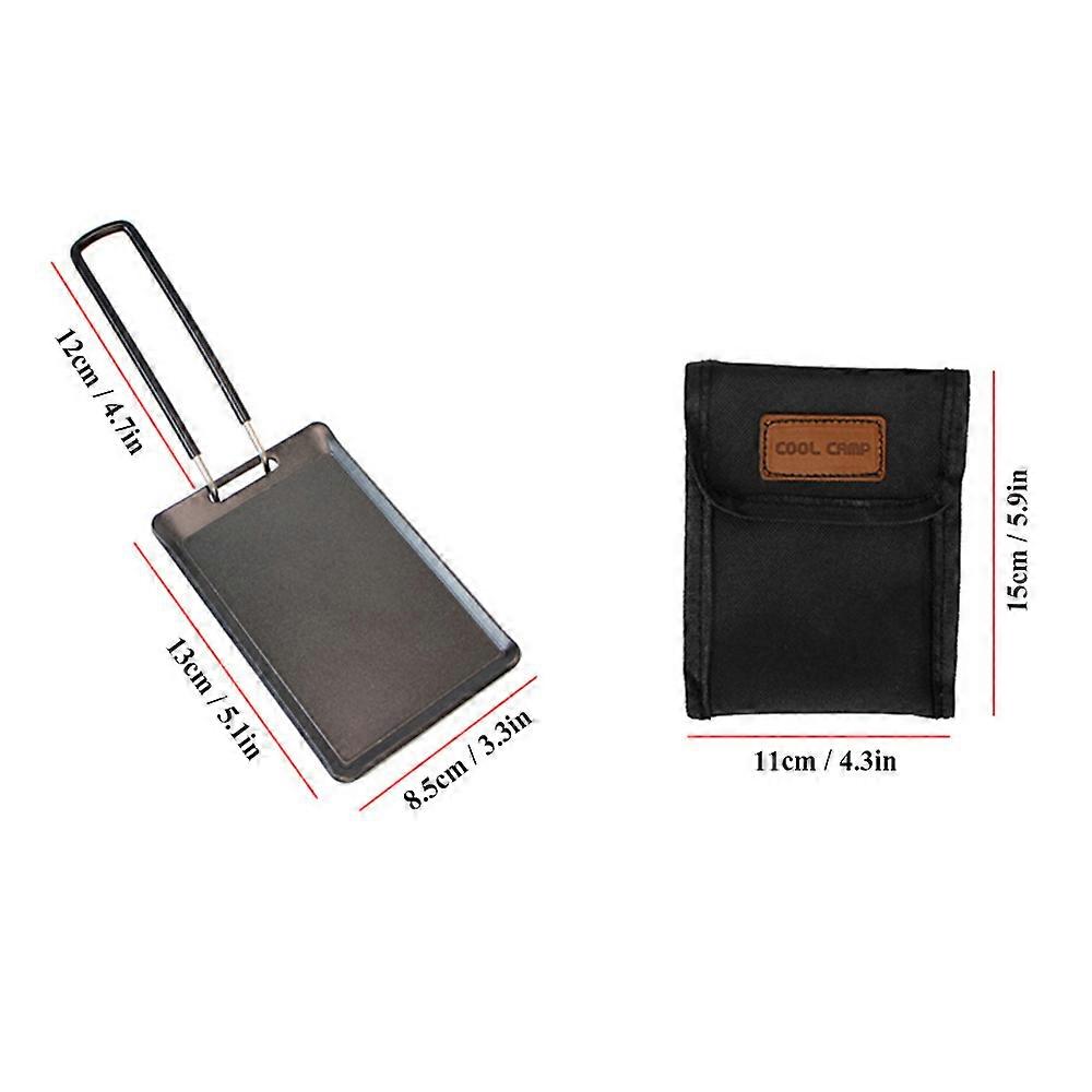 Mini BBQ Non-Stick Grill Pan with Handle Ultralight Barbecue Tray Cheese Pan for Outdoor Camping Backpacking Picnic