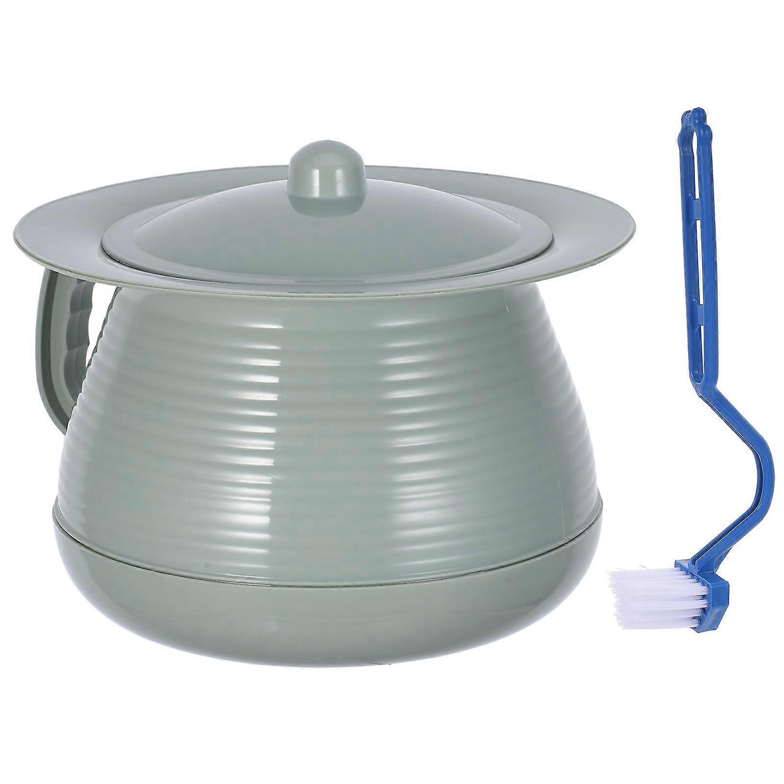 MLINS 1 Set Urinal Basin Potty with Lid Portable Toilet Chamber Pot Plastic Urine Bucket Lidded Spittoon with Brush