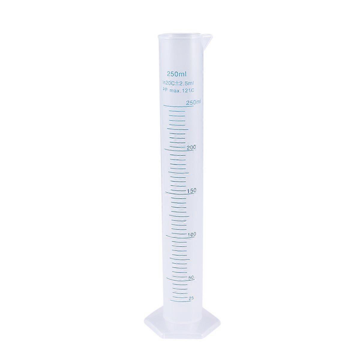 250ml Transparent Measuring Cylinder Plastic Graduated Cylinder Hexagonal Base (As Shown)
