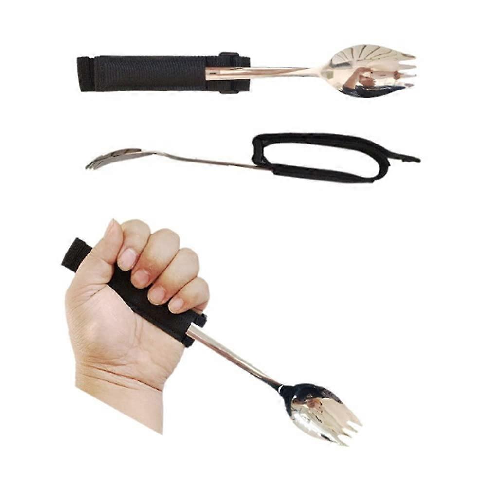 Easy Grip Spoon Fork Cutlery Adaptive Eating Aid Flatware with Wrist Strap for Elderly and Disabled, AntiShake Harness for Parkinson's and Arthritis.