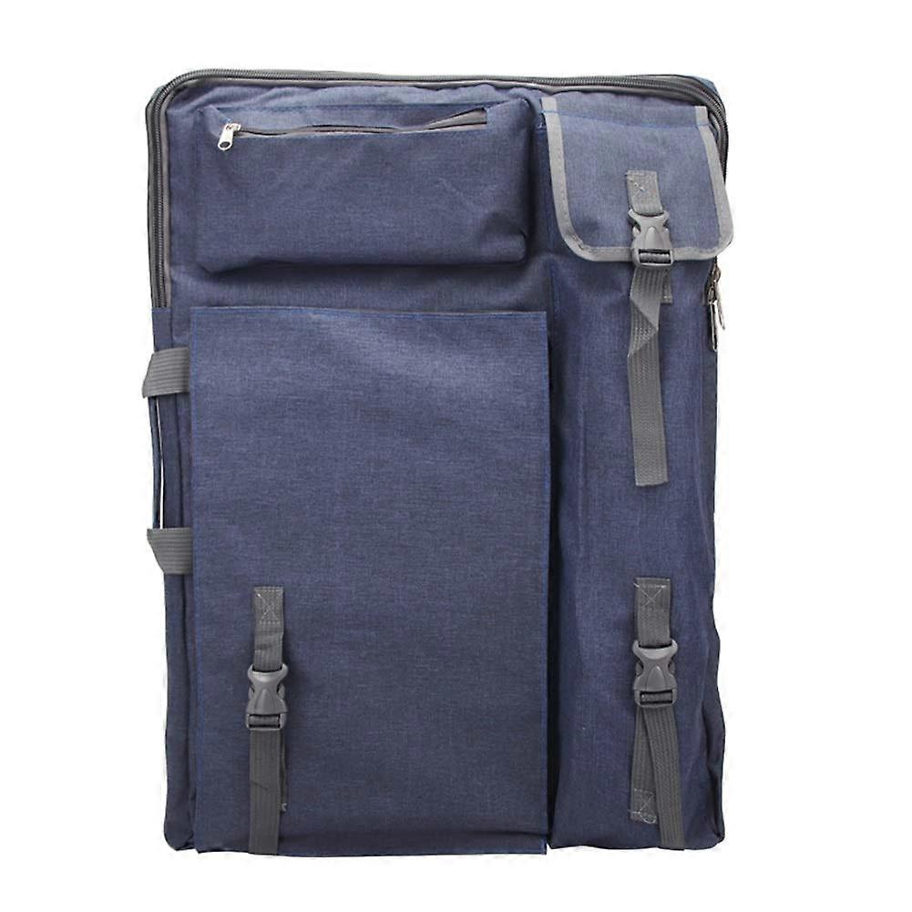 4K Drawing Board Canvas Storage Portable Shoulder Canvas Outdoor Painting Sketch Bag Art Tool Accessories (Blue)