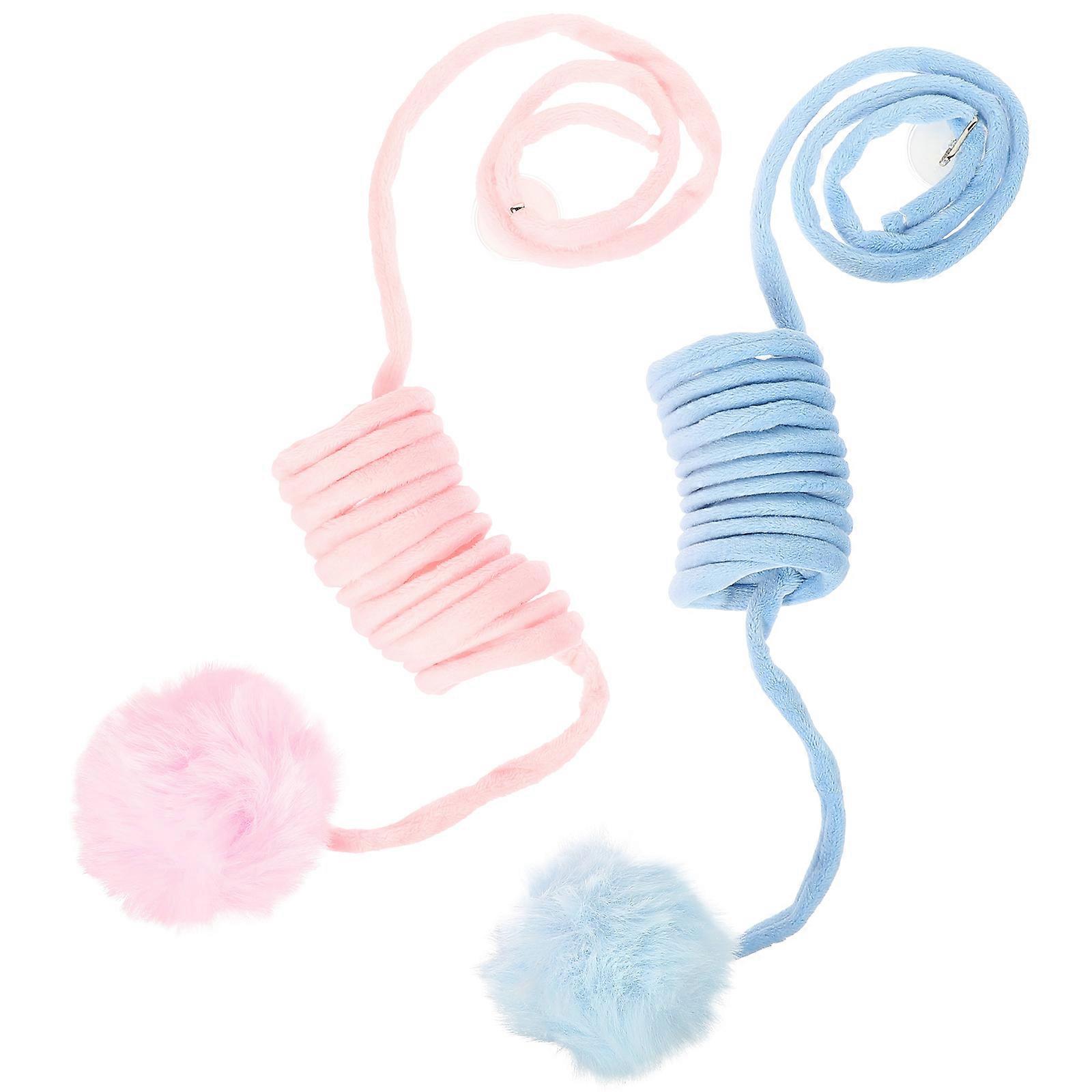 Plush Cat Door Toys 2Pcs Household Kitten Accessories For Pet Training In Assorted Color With Entertainment Function