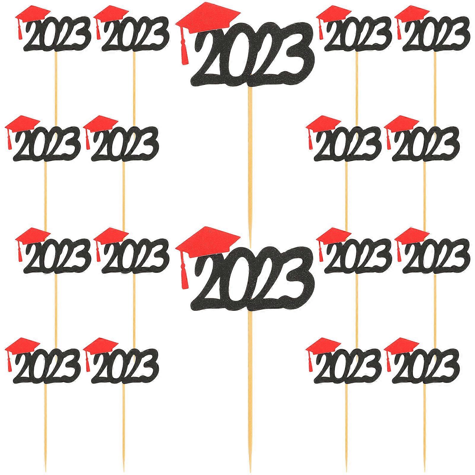 Graduation Party Decoration Cupcake Topper Picks for Cakes Desserts in Red Color Synthetic Material