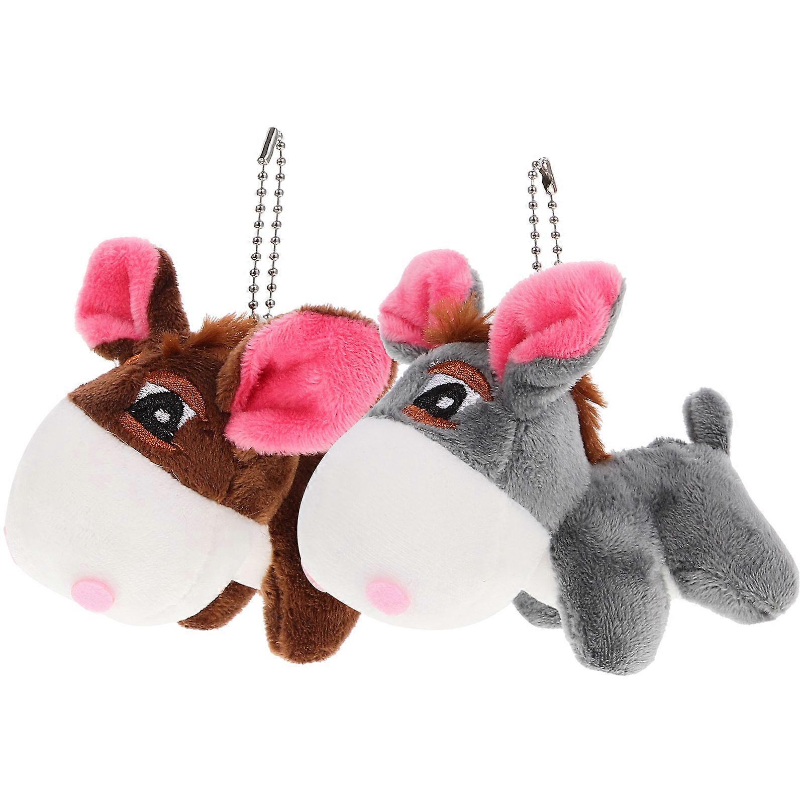 Donkey Backpack Hanger Plush Donkey Key Chain Daily Use Grey 11.00X9.00X5.00CM Key Decoration 2Pcs