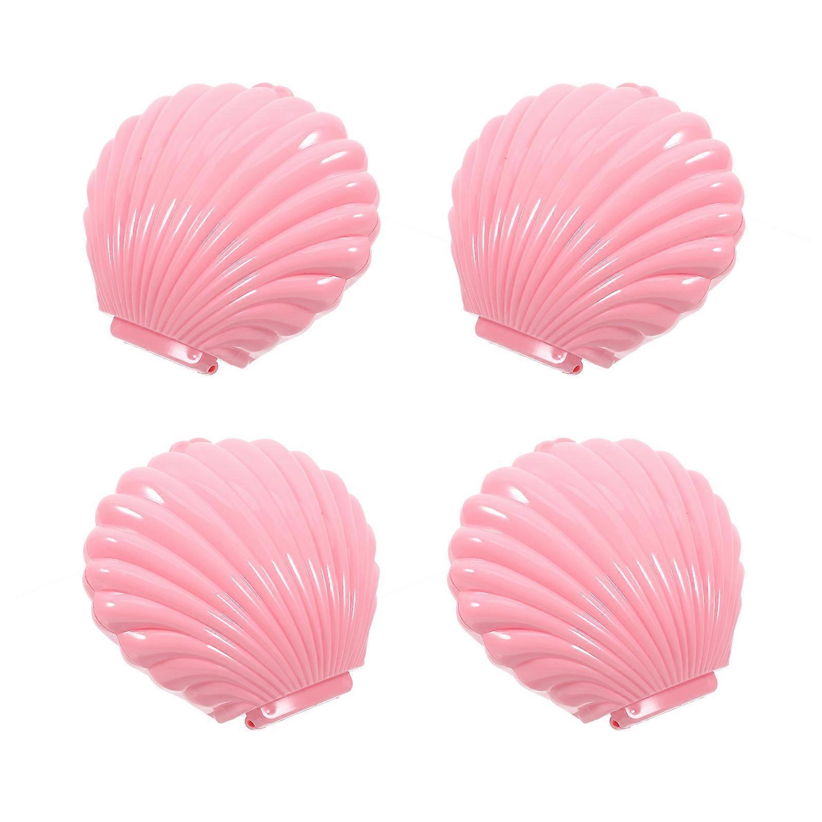 Charming Pink Plastic Seashell Boxes for Storage Use Ideal for Parties and Celebrations 11x9x5cm Set of 4