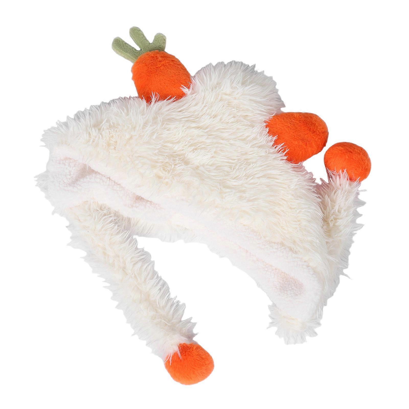 Cute Plush Hat Easter Party Cosplay Warmth Round Ears Beige 1Pack