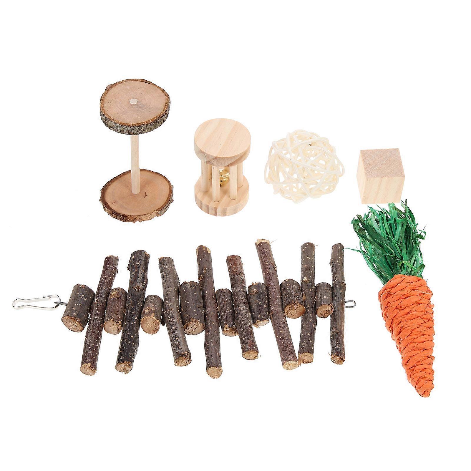 6pcs Assorted Color ABS Pet Toys for Small Animals Bunny Molar Toys Promoting Fun and Exercise