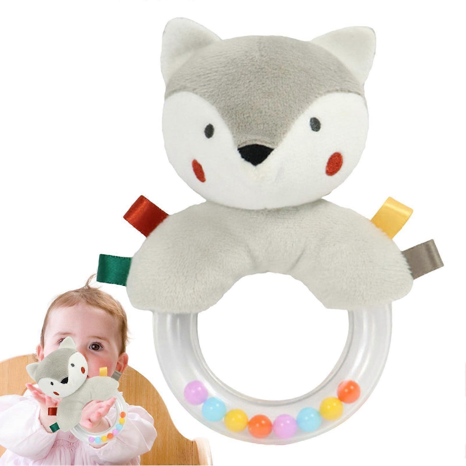 Plush Baby Soft Rattle Toy, Fabric Ring Rattle Shaker, Sensory Toy for Newborns, Hand-Grab Early Development Toy