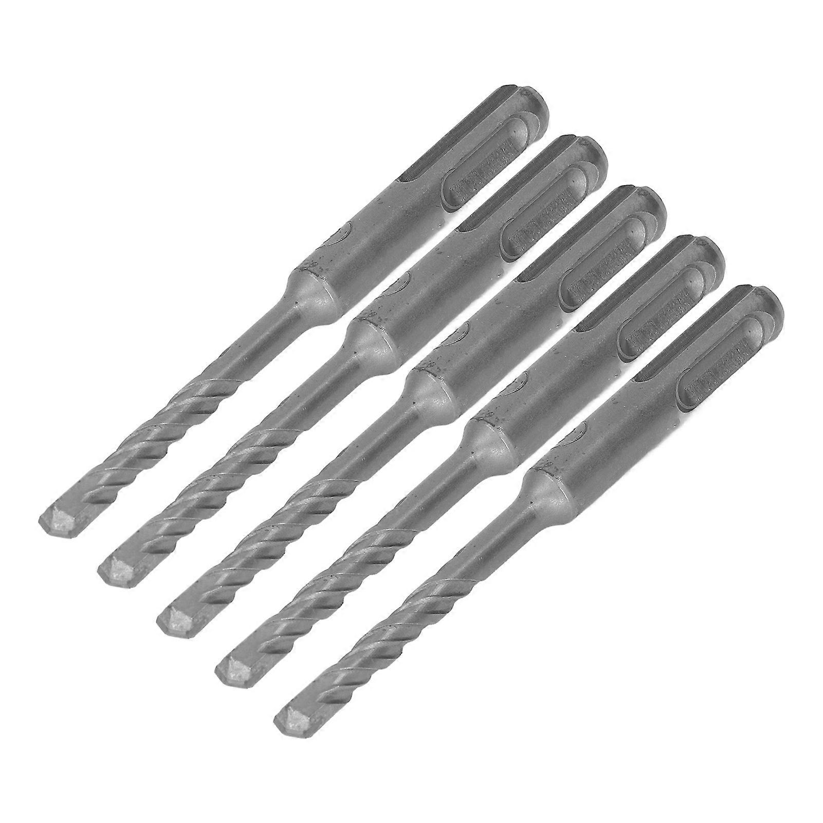 5Pcs Rotary Hammer Drill Bit Cemented Carbide Tip Spiral 2 Flutes Impact Drill Bit for Brick Stone 110mm 6mm/0.24in Open Diameter 