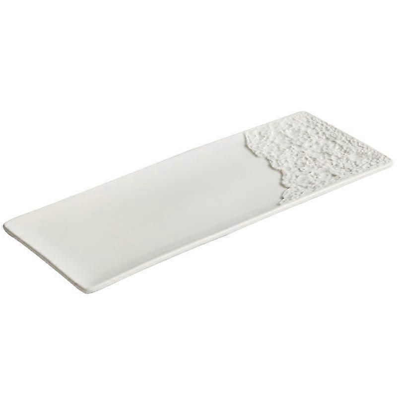 Rock Texture White Ceramic Rectangular Sushi Plate / Hong Kong Style Dim Sum Plate / Hotel Luxury Serving Dish / 504