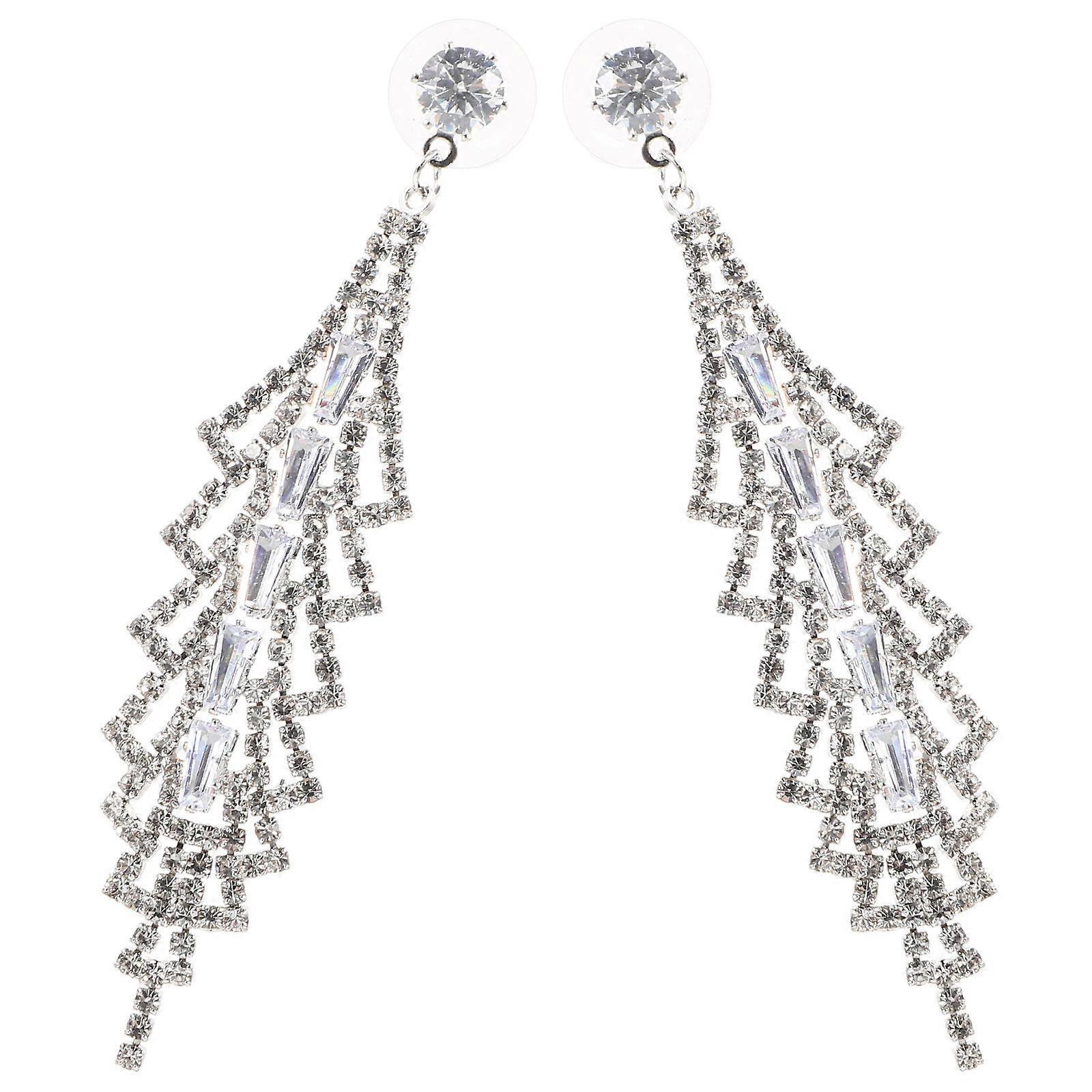 1 Pair Stylish Women's Long Shiny Tassel Dangle Earrings Jewelry