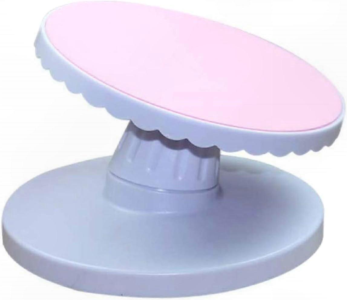 Adjustable Tilt Cake Turntable for Decorating, Pink & White, Rotating Stand for Baking