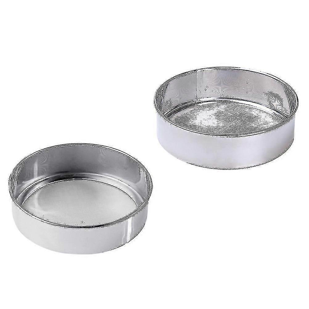 2 Fine Stainless Steel Flour Sifters - Round Mesh Sieves for Baking (60 & 40 Mesh)