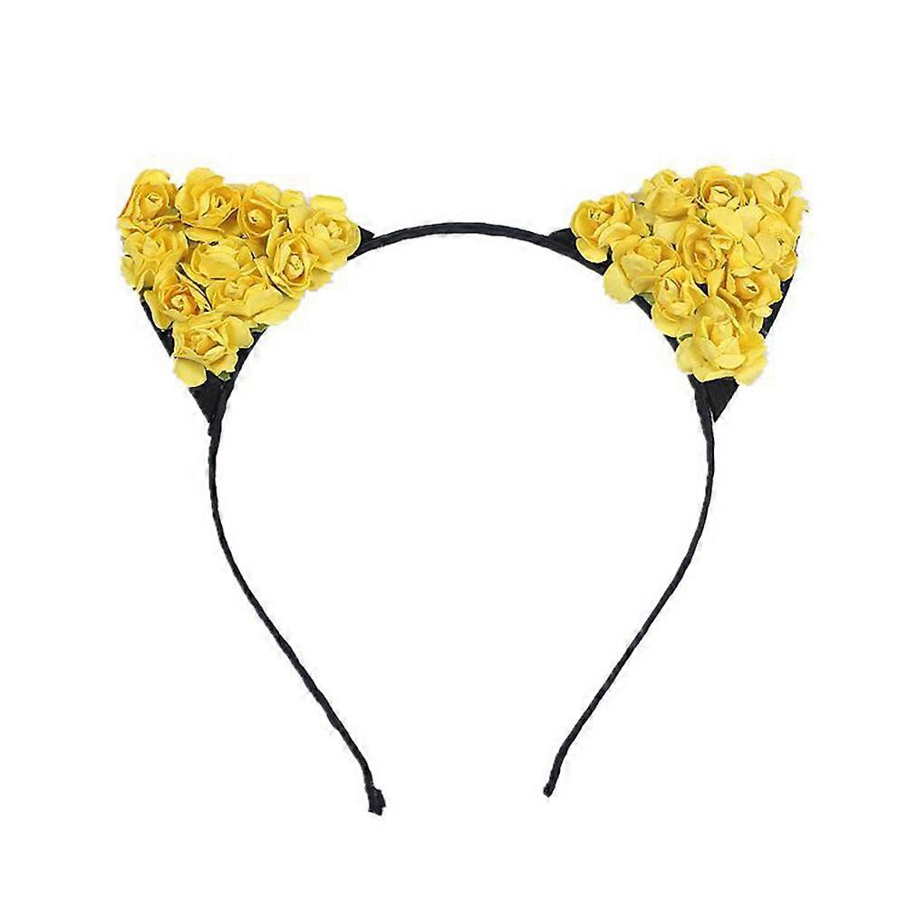 7 Pieces Lightweight Cat Ears Headband with Paper Flowers for Hair Accessories Suitable for Party