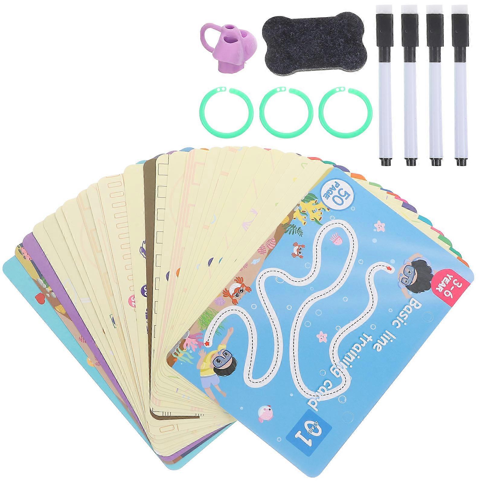 Pen Control Training Cards Set for Writing Practice, Handwriting Learning Tools for Pencil Control, Includes Pencils