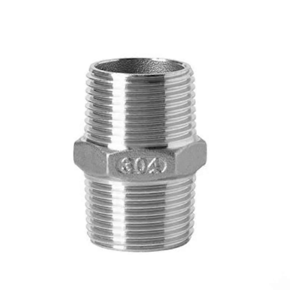 BSP Hex Nipple Stainless Steel 304 External Thread 1/8-1-1/2 Inches DN32 Pipe Fitting