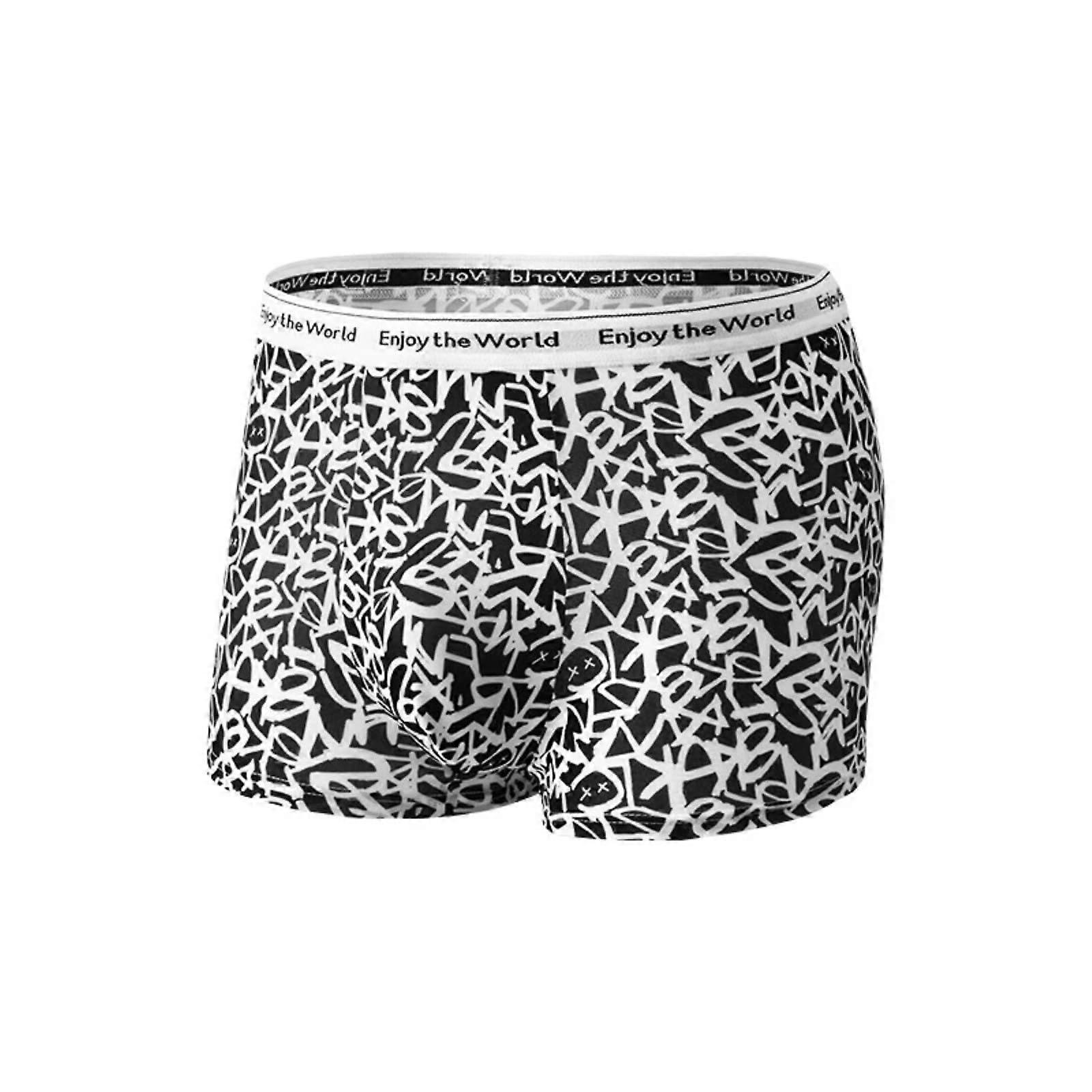 Boxer Shorts Herren Eisseide, Hohe Taille Trunks, Sommer Unterhosen Männer, Schwarz Retroshorts Basic Underwear