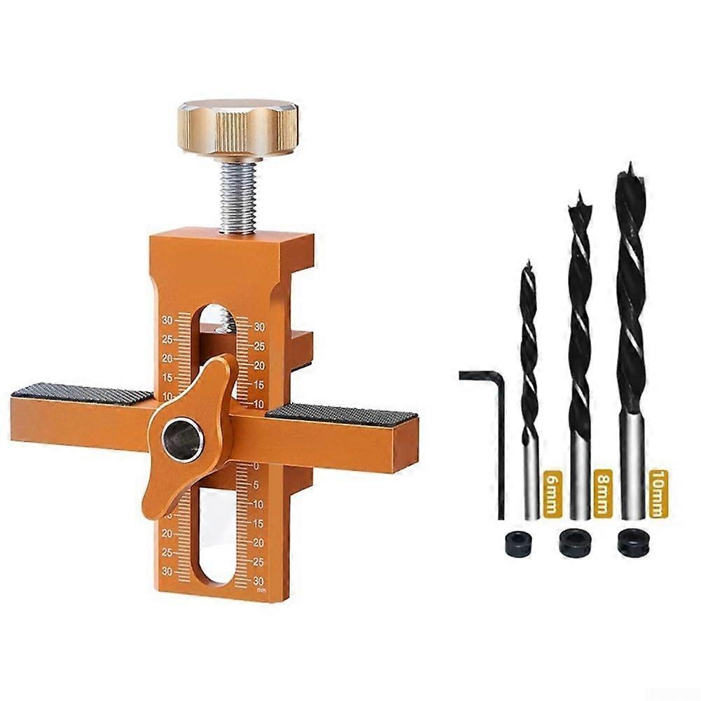 Aluminum Alloy Cabinet Door Installation Positioner Adjustable Woodworking Jig with Drill Bits Punch Locator Guide Hole Drilling Tool (B)