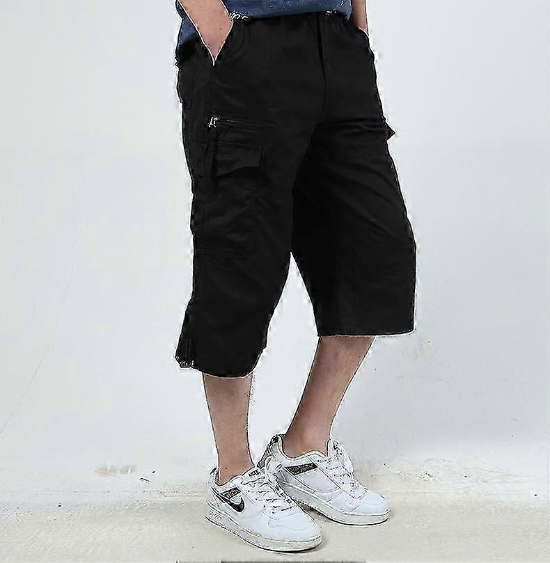 Mens Long Cargo Shorts Durable Cotton Work Shorts with Multi Pockets