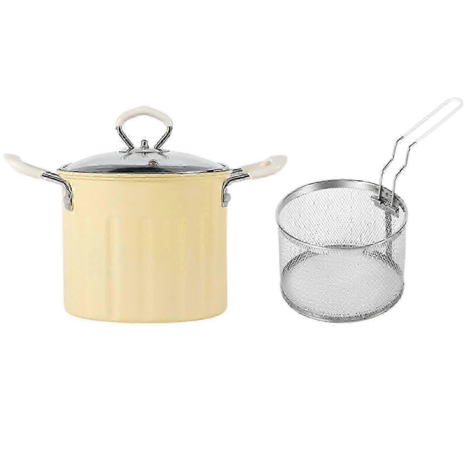 3L Japanese Tempura Frying Pot with Basket, Frying Pan Deep Fryers Frying Pot for Home Chicken