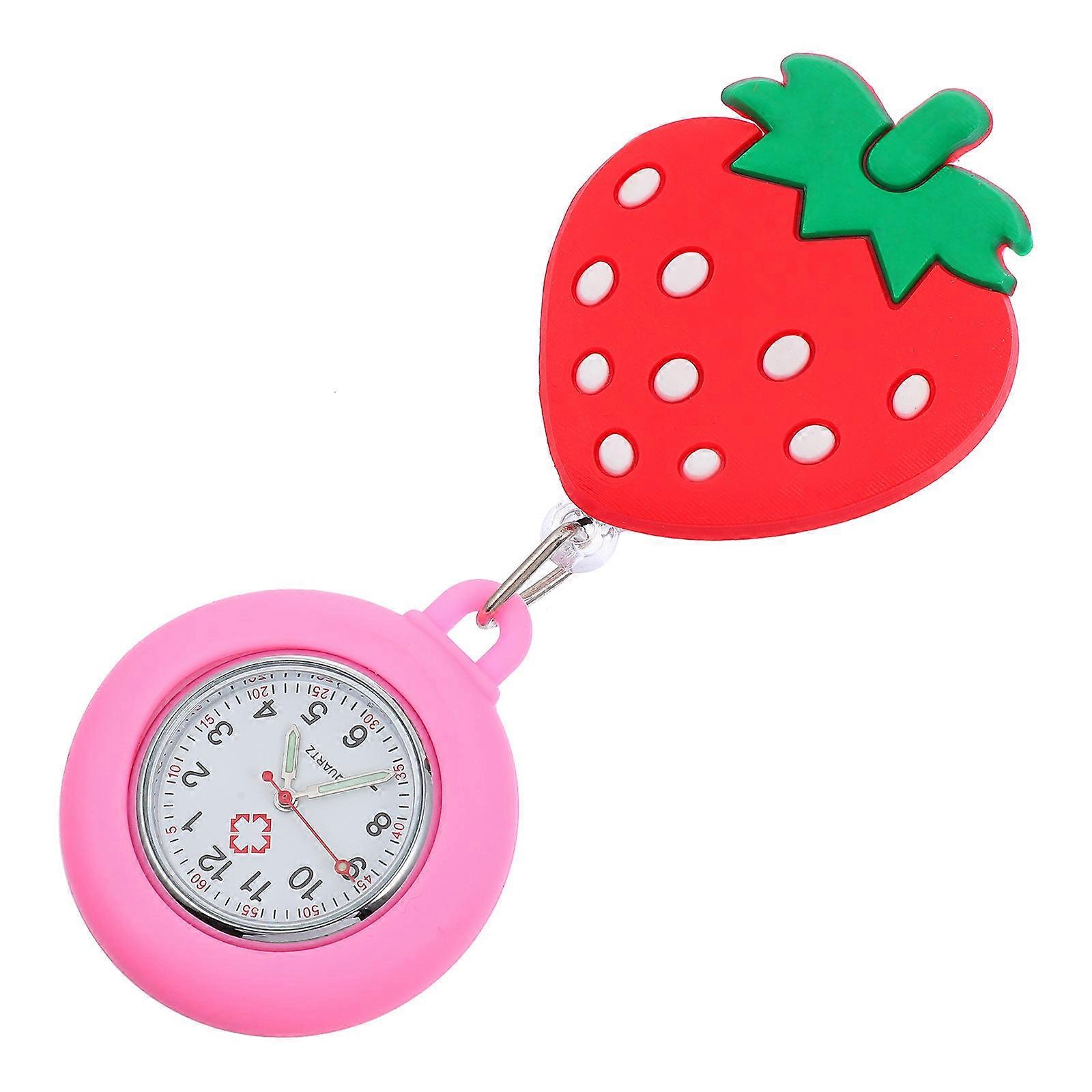 Red Strawberry Silicone Clasp Watch with Luminous Feature for Decor Use and Fashionable